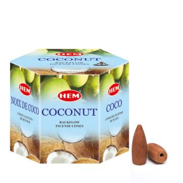 Coconut Backflow Incense Cones, HEM, Box/12